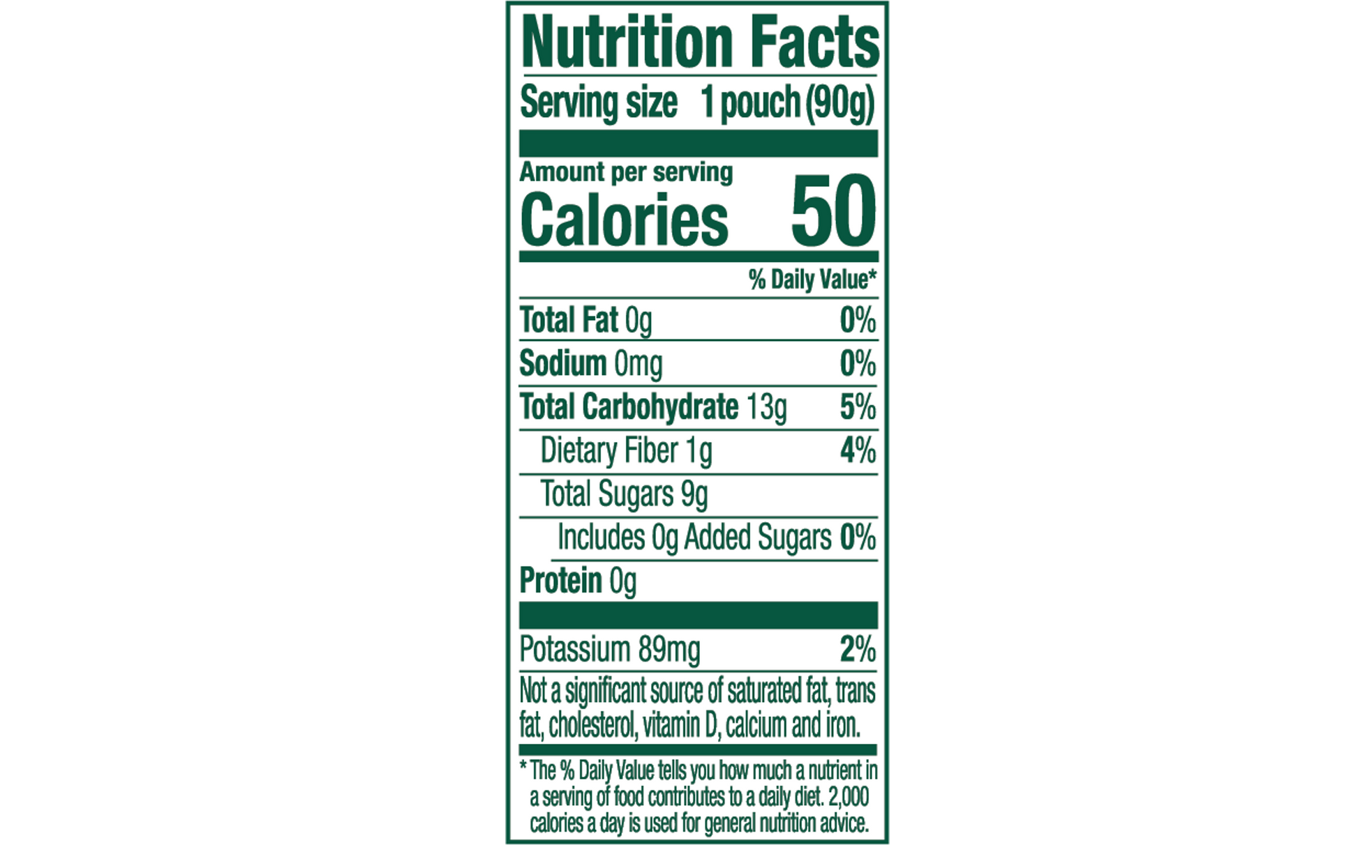 Nutrition facts for Buddy Fruits Multifruit & Apple fruit pouch.