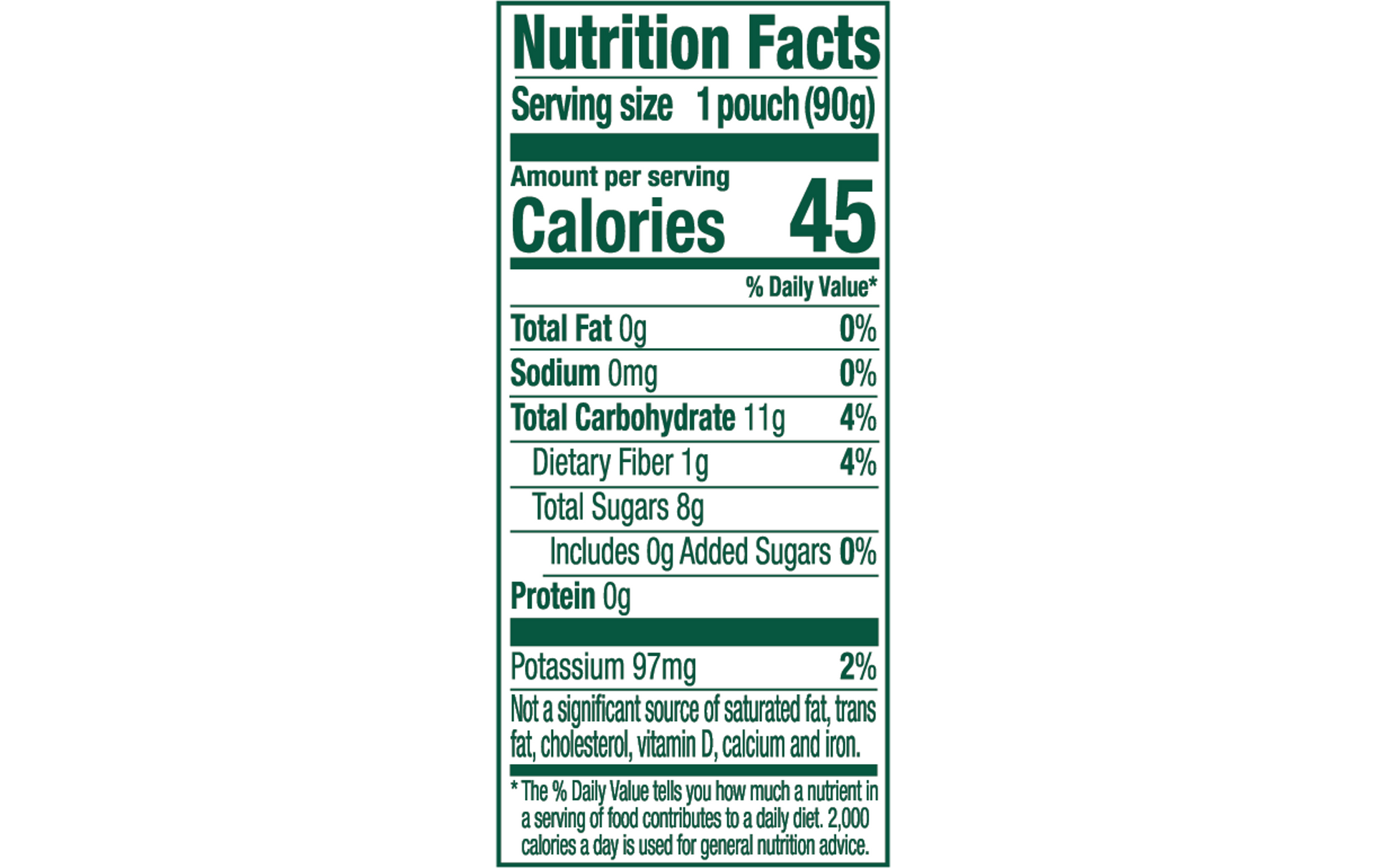 Nutrition facts for Buddy Fruits Strawberry & Apple fruit pouch.