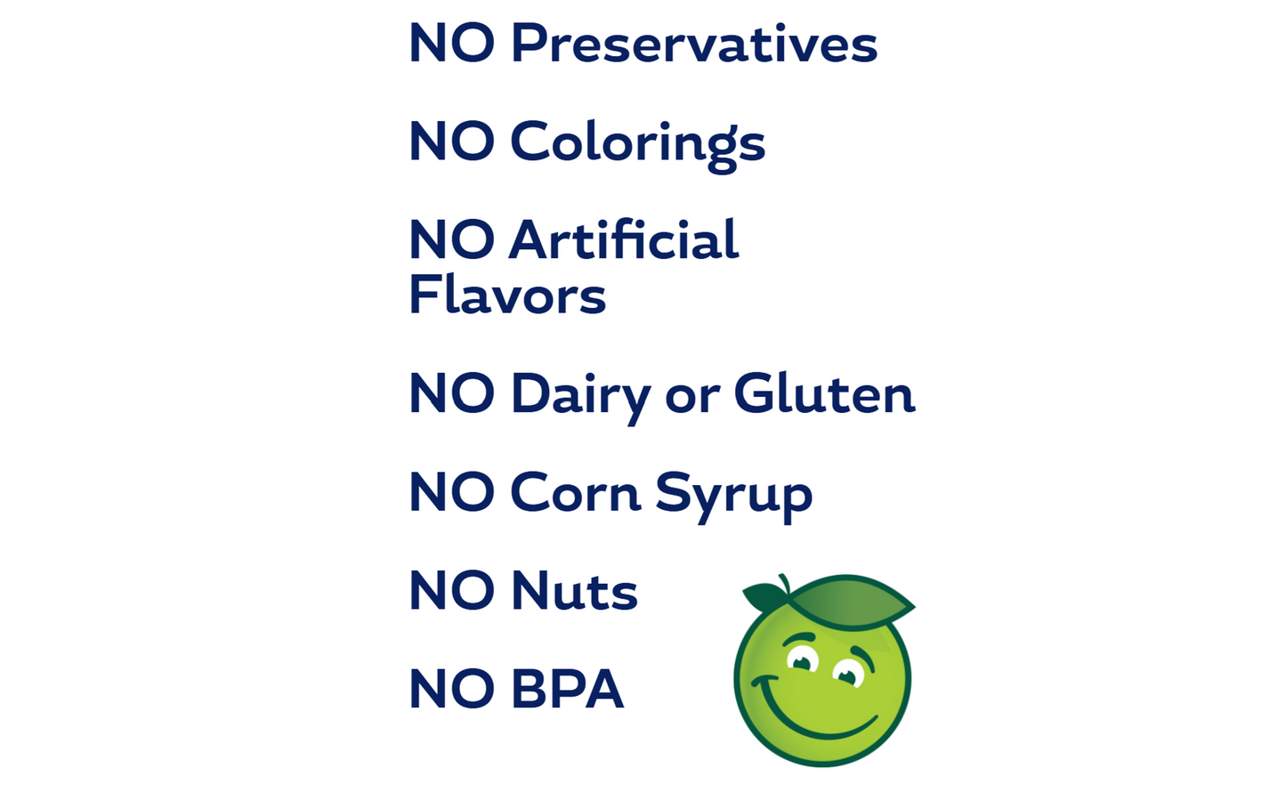 Buddy Fruits Apple Orchard Blend fruit pouch has no preservatives, no colorings, no artificial flavors, no dairy, no gluten, no corn syrup, no nuts, & no BPA.